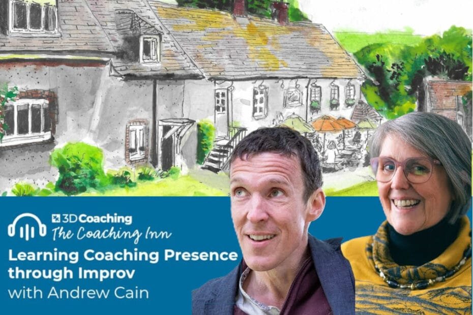 Andy and Claire Pedrick in front of an old fashioned coaching inn.